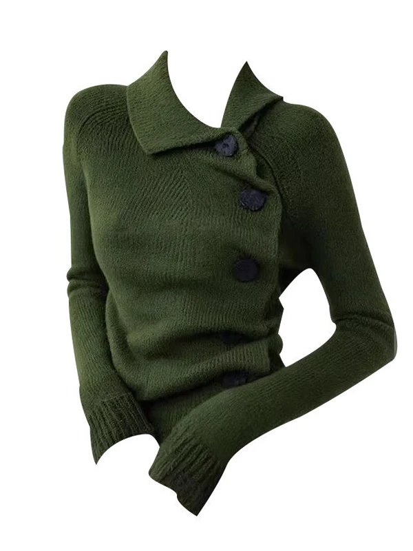 Autumn Winter Vintage Style Women's Knitted Sweater Long Sleeve Button up Slim Fit Green Color Casual Inner Wear Top
Autumn Winter Vintage Style Women's Knitted Sweater Long Sleeve Button up Slim Fit Green Color Casual Inner Wear Top