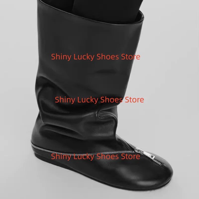 Pleated Shoes for Womens Round Toes Flat Heels Front Zippers Female Short Boots Stitching Chassure Femme Solid Zapatos De Mujer
Pleated Shoes for Womens Round Toes Flat Heels Front Zippers Female Short Boots Stitching Chassure Femme Solid Zapatos De Mujer