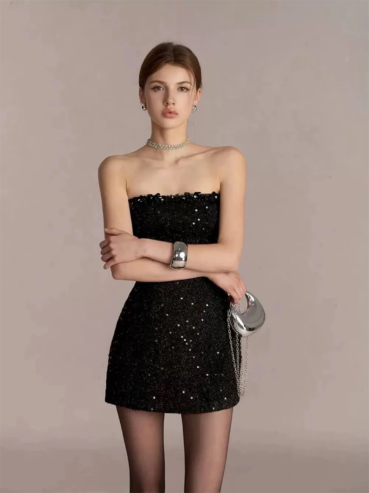Fashionable Sweet And Spicy Black Sequin Bridesmaid Dress Women's Slimming Evening Gown High Waist A-Line Skirt Zipper Style
Fashionable Sweet And Spicy Black Sequin Bridesmaid Dress Women's Slimming Evening Gown High Waist A-Line Skirt Zipper Style