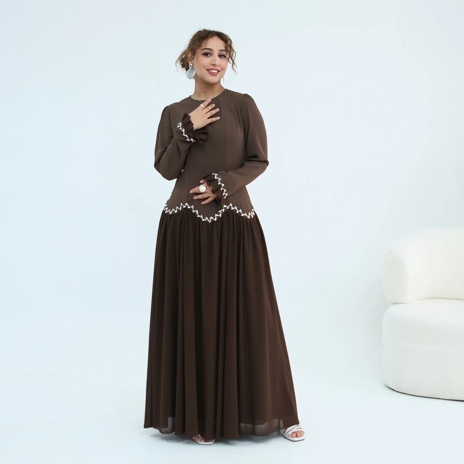 Elegant Dubai Tie Back Abaya Kaftan Women Muslim Maxi Dress Rhinestone Party Gown Ruffles Islam Jalabiya Caftan Morocco Vestidos
Elegant Dubai Tie Back Abaya Kaftan Women Muslim Maxi Dress Rhinestone Party Gown Ruffles Islam Jalabiya Caftan Morocco Vestidos
