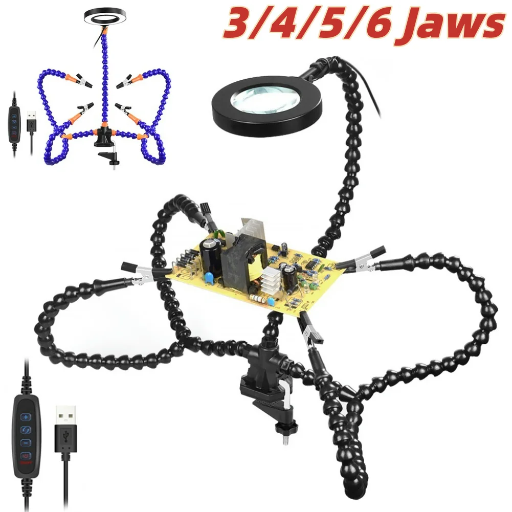 Desk Clamp Soldering Third Hand Tool Multi Soldering Helping Hand Tool Table Clip PCB Holder Soldering Tool With LED Lamp
Desk Clamp Soldering Third Hand Tool Multi Soldering Helping Hand Tool Table Clip PCB Holder Soldering Tool With LED Lamp