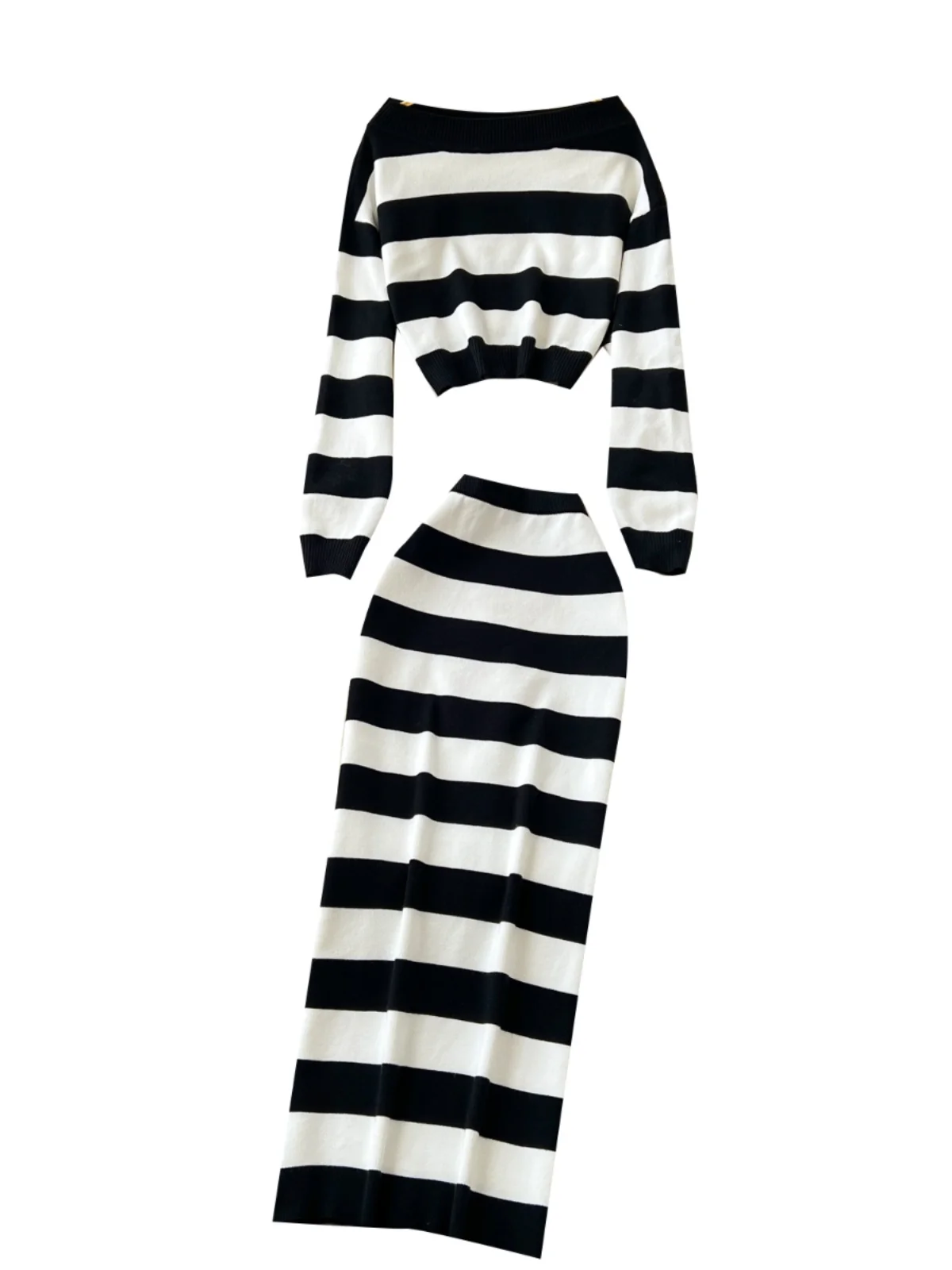 Korean Sle Women's Lazy Sexy One-oulder Stripe Sweater High Waist Bodycon Skirt Two-Piece Set Faionable Casual Outfit
Korean Sle Women's Lazy Sexy One-oulder Stripe Sweater High Waist Bodycon Skirt Two-Piece Set Faionable Casual Outfit