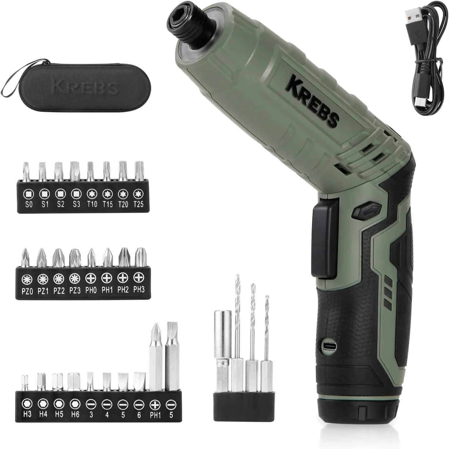 Cordless Screwdriver 4V Max 5Nm Rechargeable with 30pcs Bits, LED Light Adjustable Handle for Home DIY Projects
Cordless Screwdriver 4V Max 5Nm Rechargeable with 30pcs Bits, LED Light Adjustable Handle for Home DIY Projects