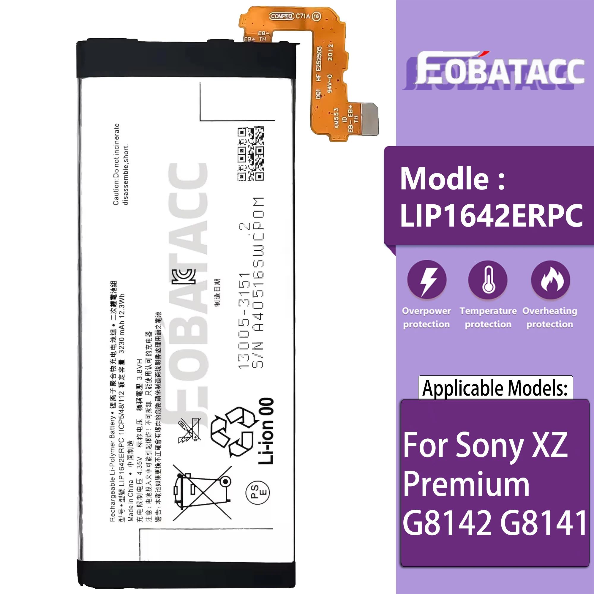 100% New Original Battery LIP1642ERPC For Sony XZ Premium/G8142 G8141 Battery + Free Tools
100% New Original Battery LIP1642ERPC For Sony XZ Premium/G8142 G8141 Battery + Free Tools