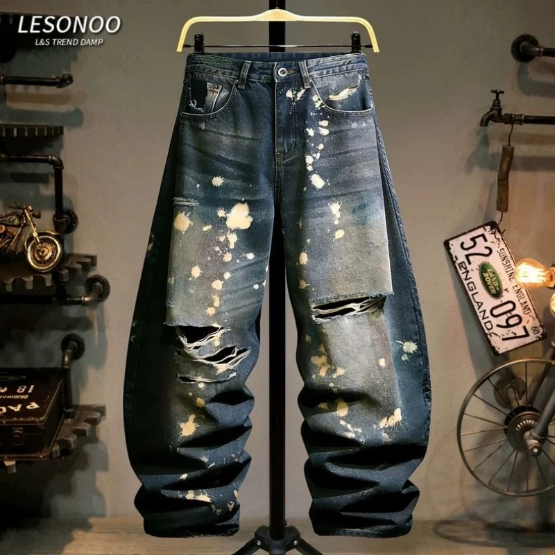 Spring/Autumn Fashion Trendy American Style Ripped Loose Wide-leg Pants Men's Casual Loose Sports Plus Size High Quality Jeans
Spring/Autumn Fashion Trendy American Style Ripped Loose Wide-leg Pants Men's Casual Loose Sports Plus Size High Quality Jeans