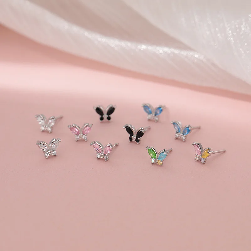 Real 925 Sterling Silver Colorful Zircon Minimalist Tiny Butterfly Stud Earrings for Women Cute Fine Jewelry Trendy Accessories
Real 925 Sterling Silver Colorful Zircon Minimalist Tiny Butterfly Stud Earrings for Women Cute Fine Jewelry Trendy Accessories