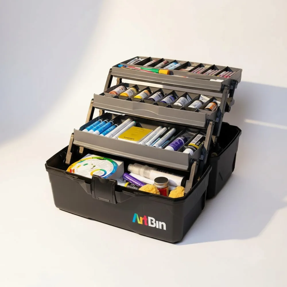 3-Tray Art Supply Organizer Box - Durable Hard Plastic with Secure Lock & Portable Handle for Artists, Students, Crafters
3-Tray Art Supply Organizer Box - Durable Hard Plastic with Secure Lock & Portable Handle for Artists, Students, Crafters