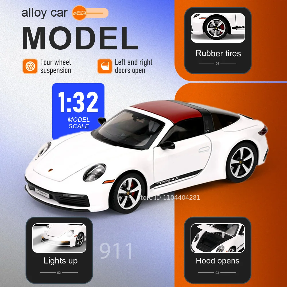 1:32 911 Targe MC20 Toys Miniature Car Diecast Model Sound Light Doors Opened Rubber Tire Vehice Children's Interactive Toy Gift
1:32 911 Targe MC20 Toys Miniature Car Diecast Model Sound Light Doors Opened Rubber Tire Vehice Children's Interactive Toy Gift
