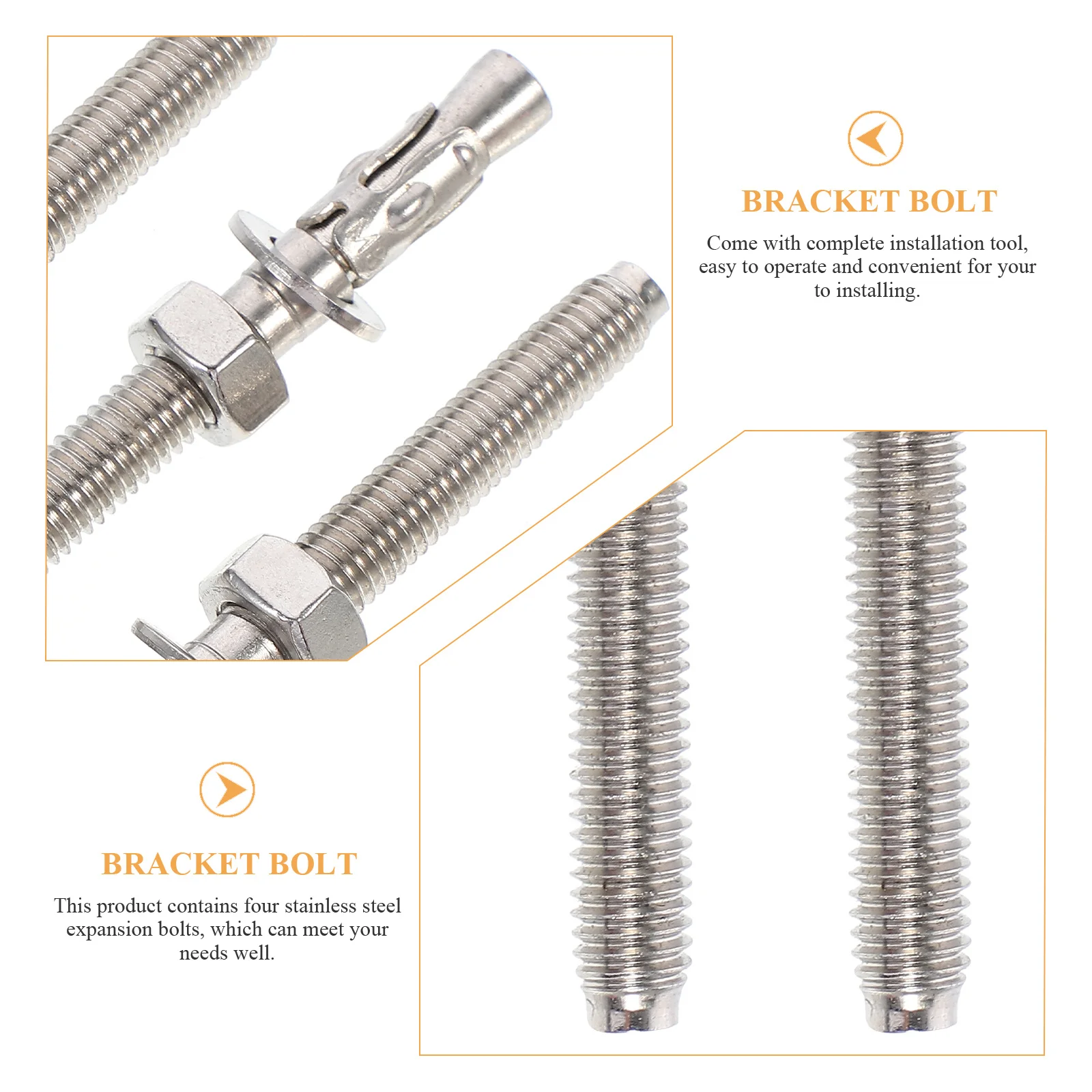4Pcs Stainless Steel Expansion Bolts Heavy Duty Fixing Bolt Set Long Thread Durable Repairing Bracket Storage Rack Door Railing 
4Pcs Stainless Steel Expansion Bolts Heavy Duty Fixing Bolt Set Long Thread Durable Repairing Bracket Storage Rack Door Railing