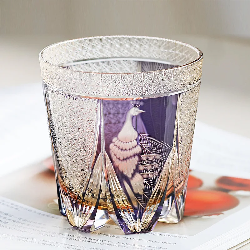 Edo cut Japanese hand-carved whiskey crystal wine glass purple peacock pattern with gift box gift
Edo cut Japanese hand-carved whiskey crystal wine glass purple peacock pattern with gift box gift