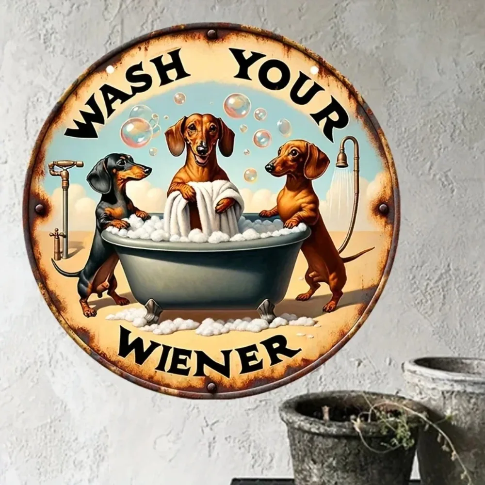 Vintage-Inspired "Wash Your Wiener" Dachshund Round Sign – Weatherproof Aluminum Decor for
Vintage-Inspired "Wash Your Wiener" Dachshund Round Sign – Weatherproof Aluminum Decor for