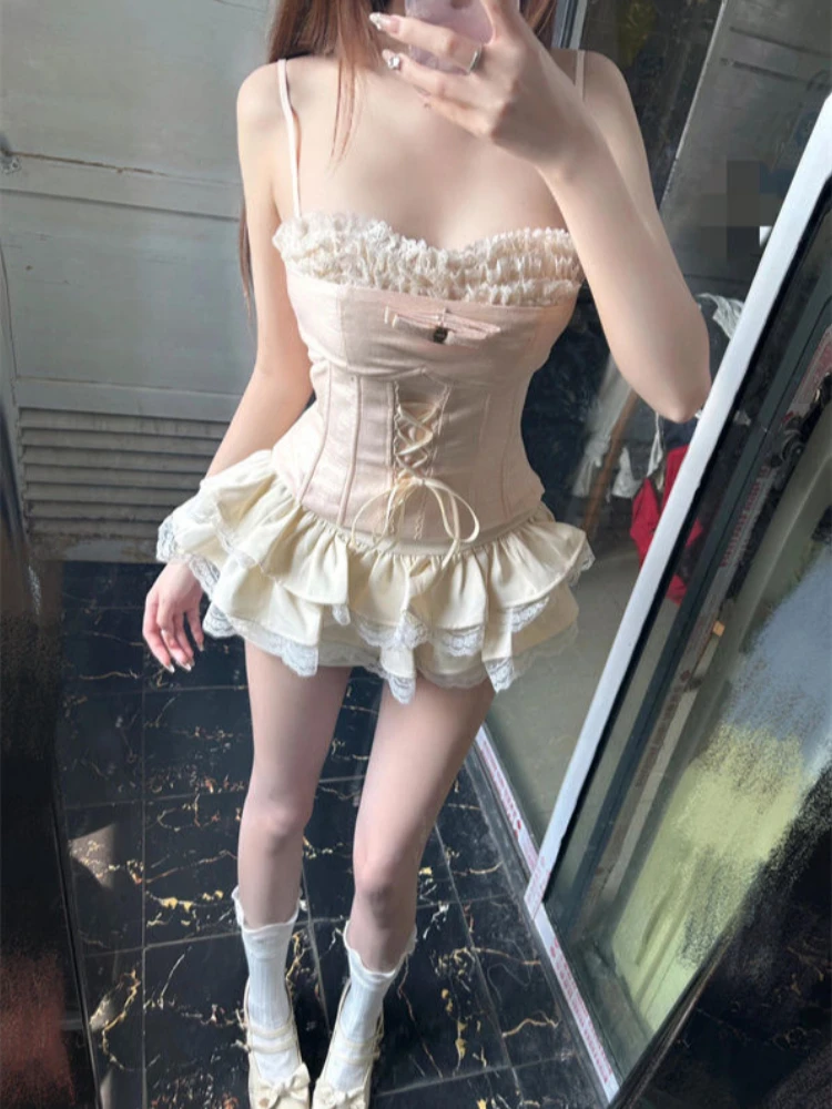 Japanese Y2K Sweet Two Piece Sets Women Outfits Chic Ruffle Tops + Fluffy Cake Skirt New Sexy Vintage Slim Cute Chic Suit 2025
Japanese Y2K Sweet Two Piece Sets Women Outfits Chic Ruffle Tops + Fluffy Cake Skirt New Sexy Vintage Slim Cute Chic Suit 2025