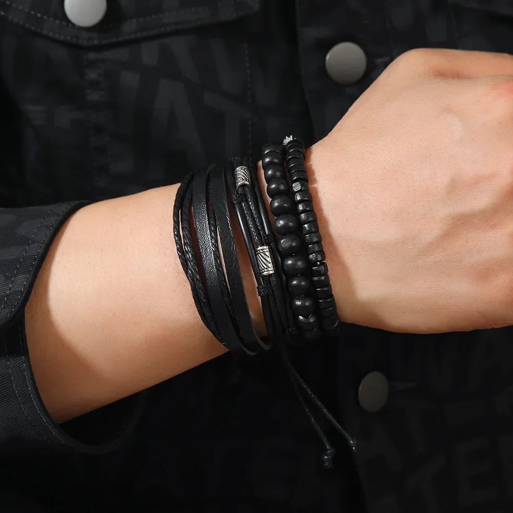 Leather Bracelet Men Hand-woven Beaded Leather Multi-layer Set with Adjustable Bracelet Charm Bracelet Men Accessories
Leather Bracelet Men Hand-woven Beaded Leather Multi-layer Set with Adjustable Bracelet Charm Bracelet Men Accessories