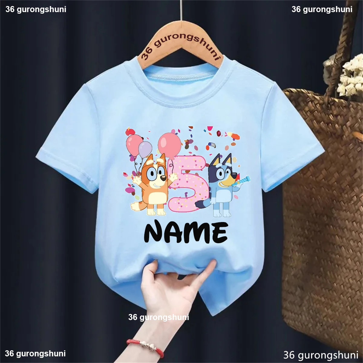 Custom Name 5th Birthday Gift Blue Dog Printed Tshirt Girls/Boys Funny Kawaii Kids Clothes Summer White/Blue/Yellow/Pink T-Shirt
Custom Name 5th Birthday Gift Blue Dog Printed Tshirt Girls/Boys Funny Kawaii Kids Clothes Summer White/Blue/Yellow/Pink T-Shirt