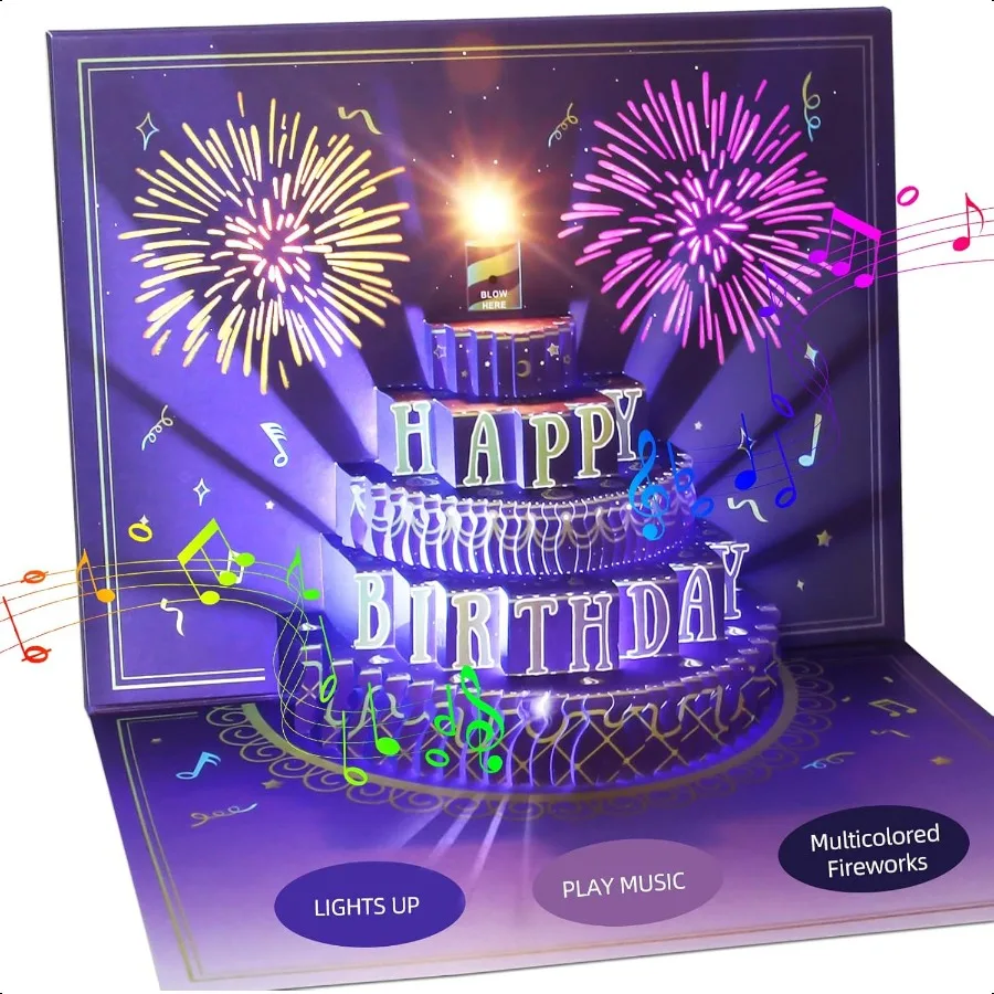 Happy Birthday Cards Fireworks Lights Music and Sound Fireworks Cake 3D Pop Up Birthday Cards Gift with Envelope and Note Tag f
Happy Birthday Cards Fireworks Lights Music and Sound Fireworks Cake 3D Pop Up Birthday Cards Gift with Envelope and Note Tag f