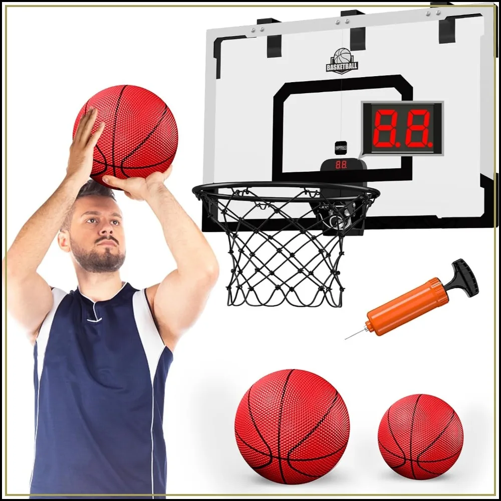 24" x 16" Large Basketball Hoop Indoor for Adults, Over The Door with Sturdy Backboard, Big Basketball Toys Gifts for Men Kids Teens Boys Girls, Black White
24" x 16" Large Basketball Hoop Indoor for Adults, Over The Door with Sturdy Backboard, Big Basketball Toys Gifts for Men Kids Teens Boys Girls, Black White
