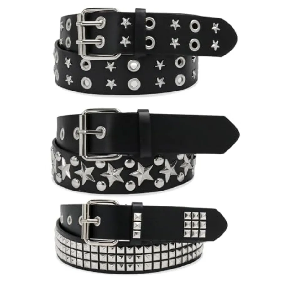 3 Pcs Belt Y2K Belt Gothic Punk Rock Belts with Threads Bright Metal Pyramid for Women Men
3 Pcs Belt Y2K Belt Gothic Punk Rock Belts with Threads Bright Metal Pyramid for Women Men