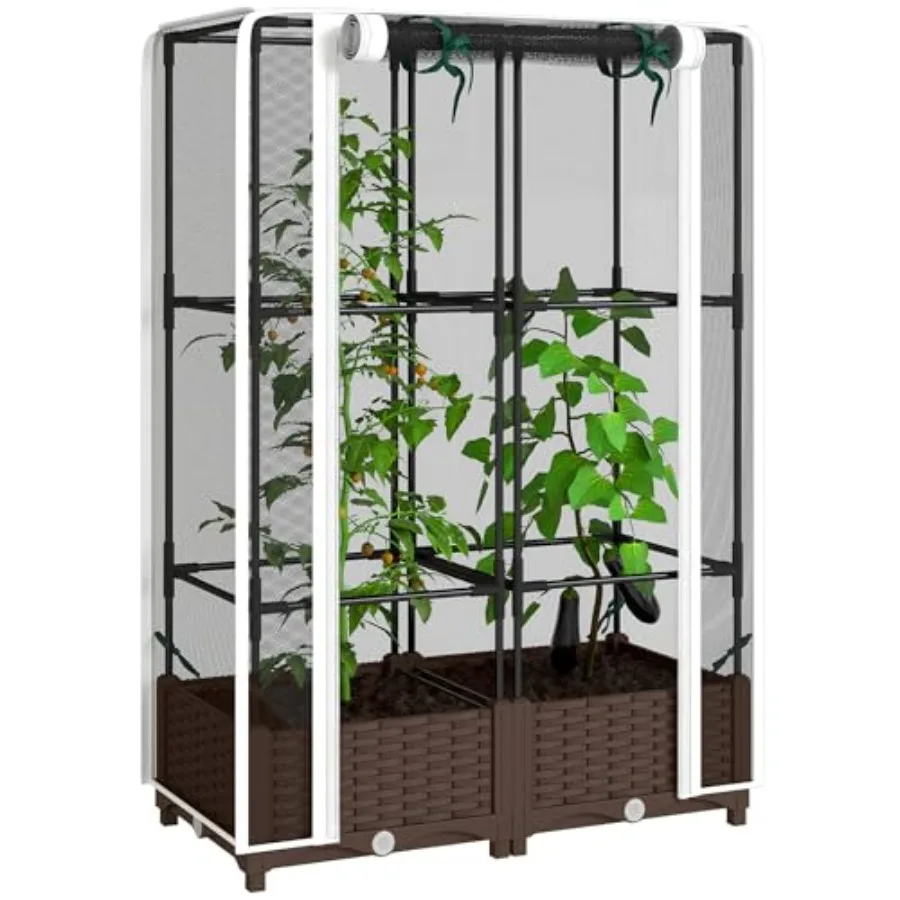 Raised Garden Bed with Trellis for Outdoor Patio Use White Polyethylene Self-Watering with Drainage Holes and Plugs Ideal for C
Raised Garden Bed with Trellis for Outdoor Patio Use White Polyethylene Self-Watering with Drainage Holes and Plugs Ideal for C