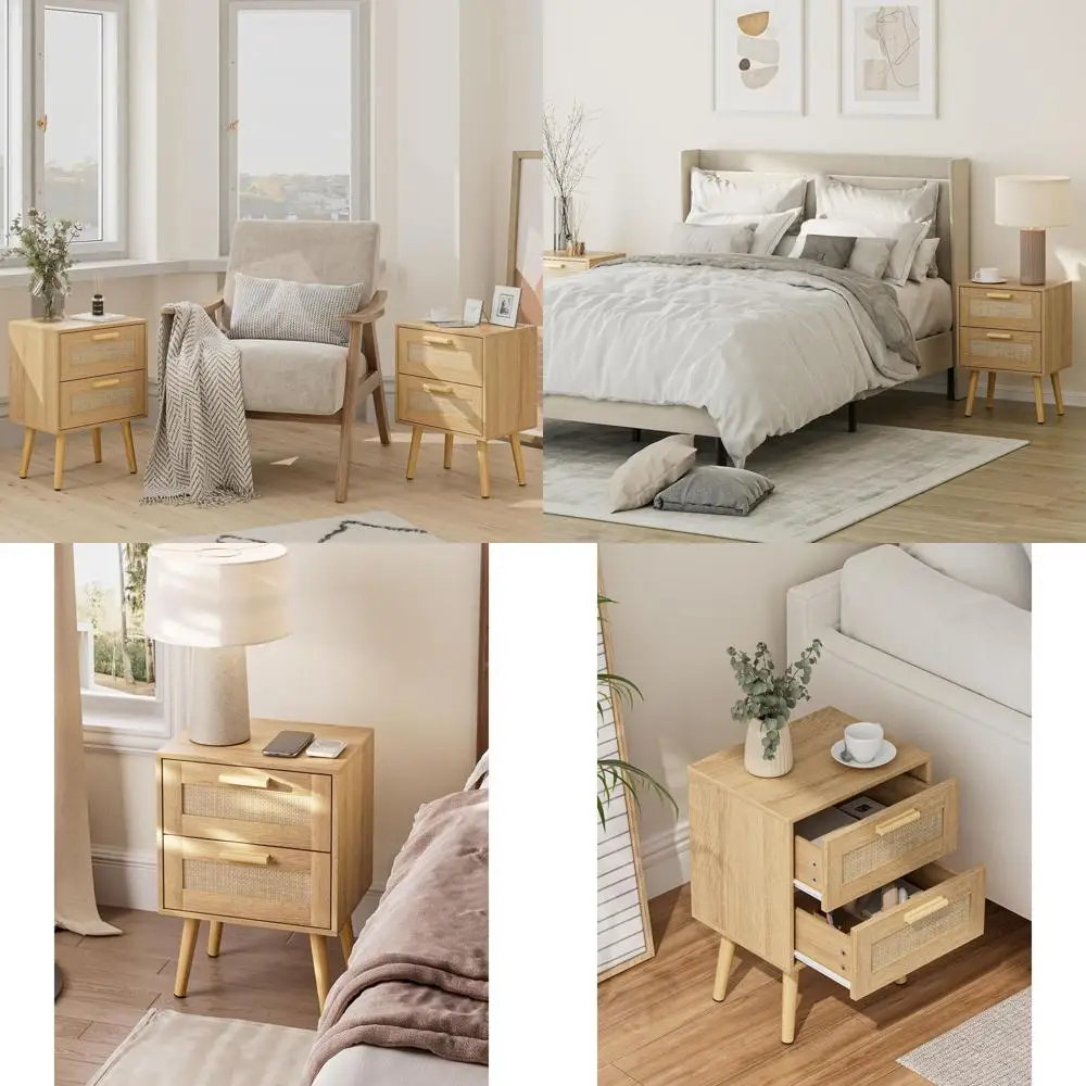Boho Style Rattan Nightstand - 2 Drawer Small Side Table for Bedroom, Living Room, Office, Natural Finish
Boho Style Rattan Nightstand - 2 Drawer Small Side Table for Bedroom, Living Room, Office, Natural Finish