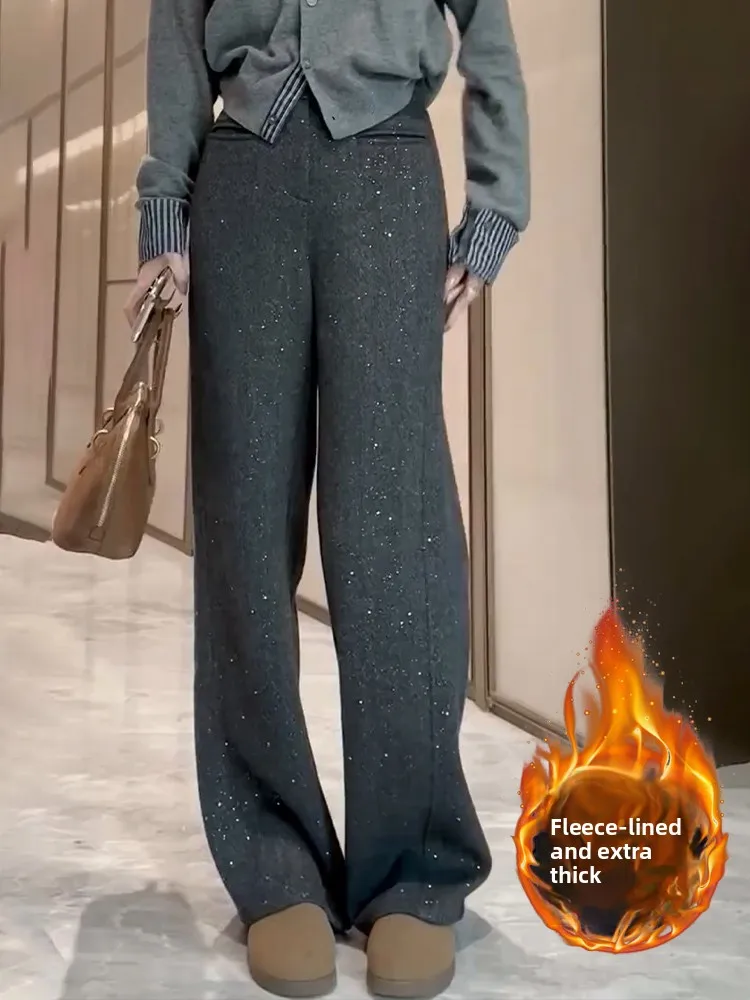 Trendy Oversized Slimming Glitter Grey Fleece Lined Straight Leg Pants Women's High Waist Long Pants Autumn Winter New Korean...
Trendy Oversized Slimming Glitter Grey Fleece Lined Straight Leg Pants Women's High Waist Long Pants Autumn Winter New Korean...