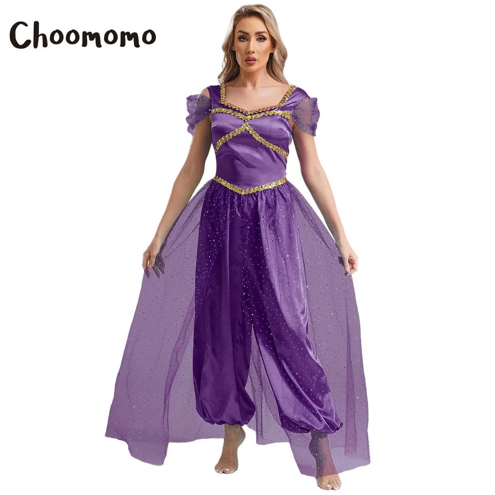 Womens Arabian Princess Costume Halloween Indian Bollywood Belly Dance Jumpsuit Fairy Tale Magic Cosplay Themed Party Dress Up
Womens Arabian Princess Costume Halloween Indian Bollywood Belly Dance Jumpsuit Fairy Tale Magic Cosplay Themed Party Dress Up