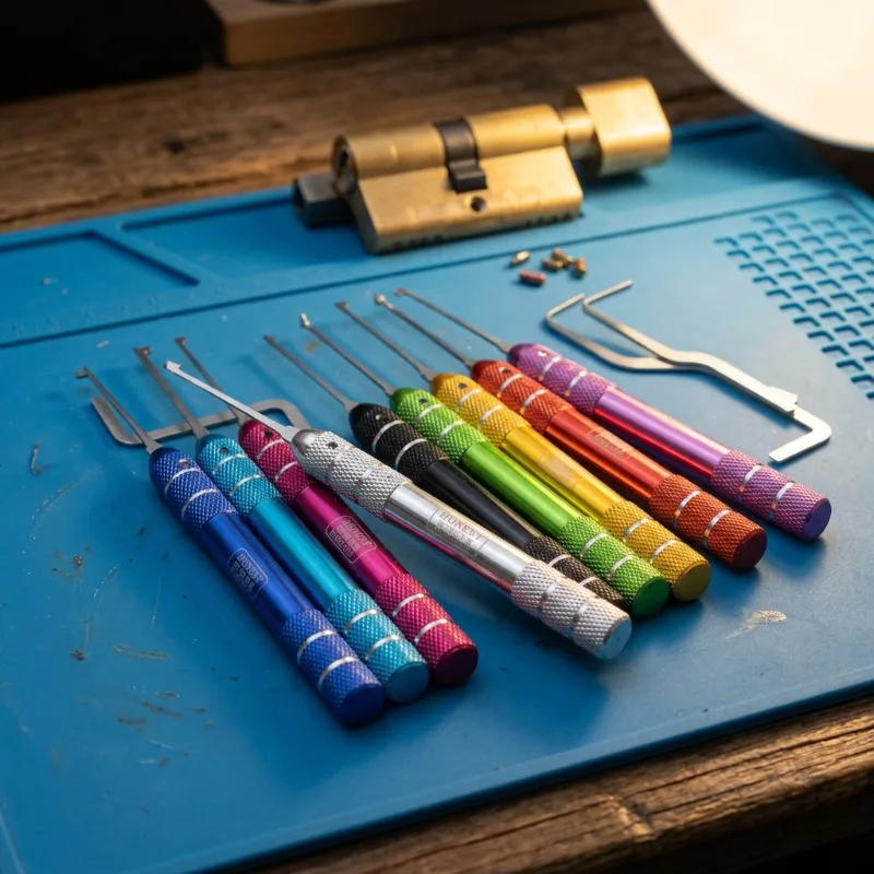Professional 10 Pcs Locksmith Supplies Round Aluminum Alloy Handle Multi Color Electroplated Hardware Repair Tool Set
Professional 10 Pcs Locksmith Supplies Round Aluminum Alloy Handle Multi Color Electroplated Hardware Repair Tool Set