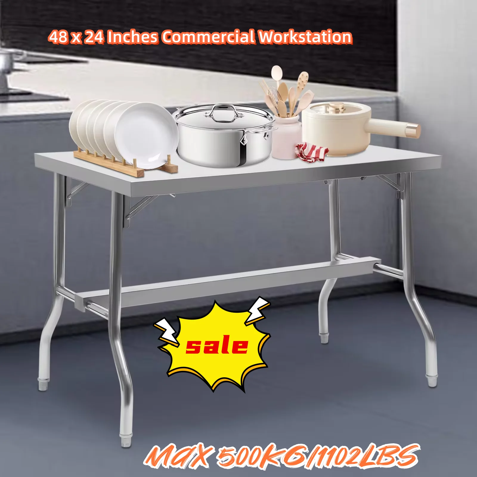 Коммерческая рабочая станция 48x24 дюйма, складной кухонный Рабочий стол из нержавеющей стали для жилых помещений
Коммерческая рабочая станция 48x24 дюйма, складной кухонный Рабочий стол из нержавеющей стали для жилых помещений