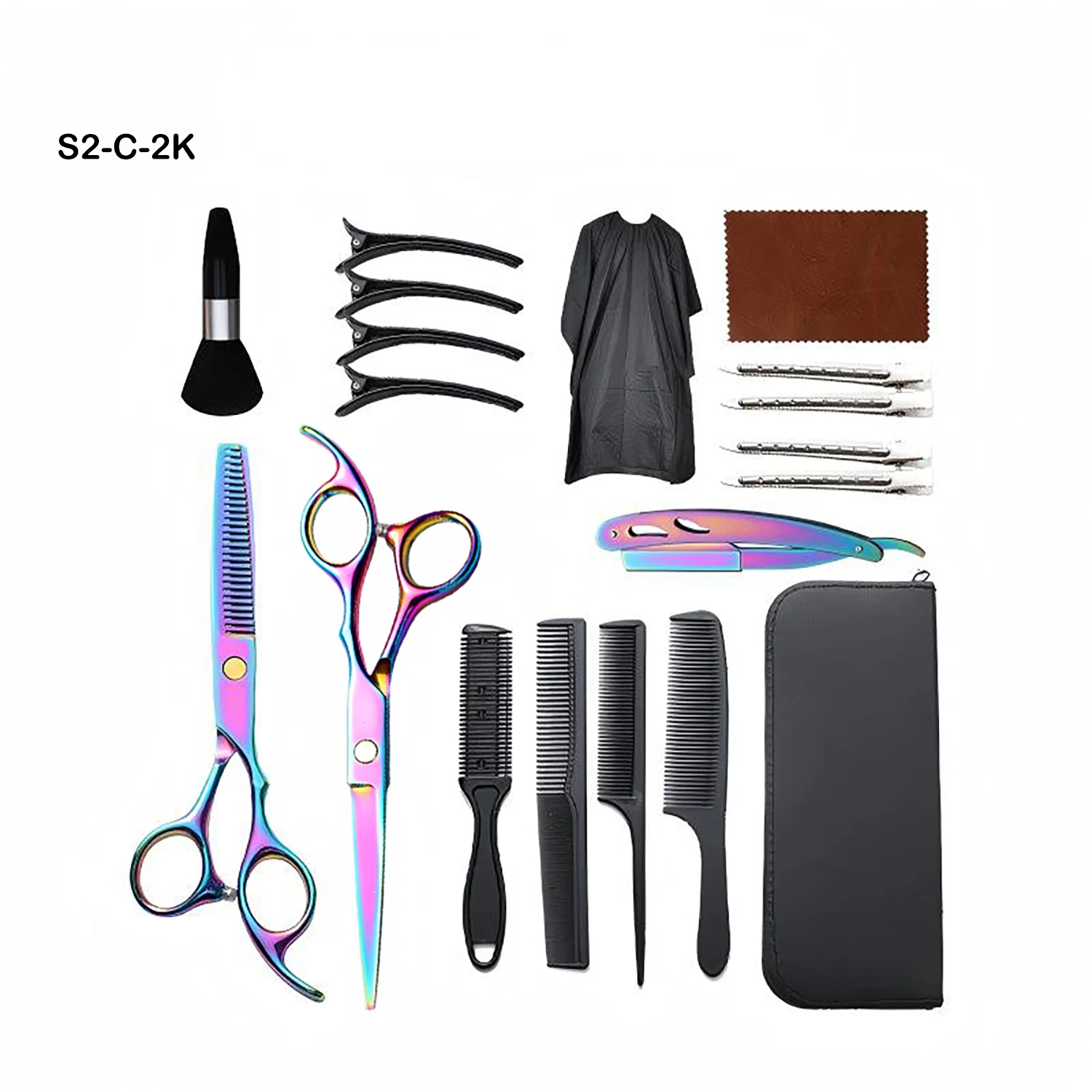 19Pcs Barber Scissors Set, Stainless Steel Cutting Thinning Shears with Cape Combs Clips for Home Salon Haircut
19Pcs Barber Scissors Set, Stainless Steel Cutting Thinning Shears with Cape Combs Clips for Home Salon Haircut