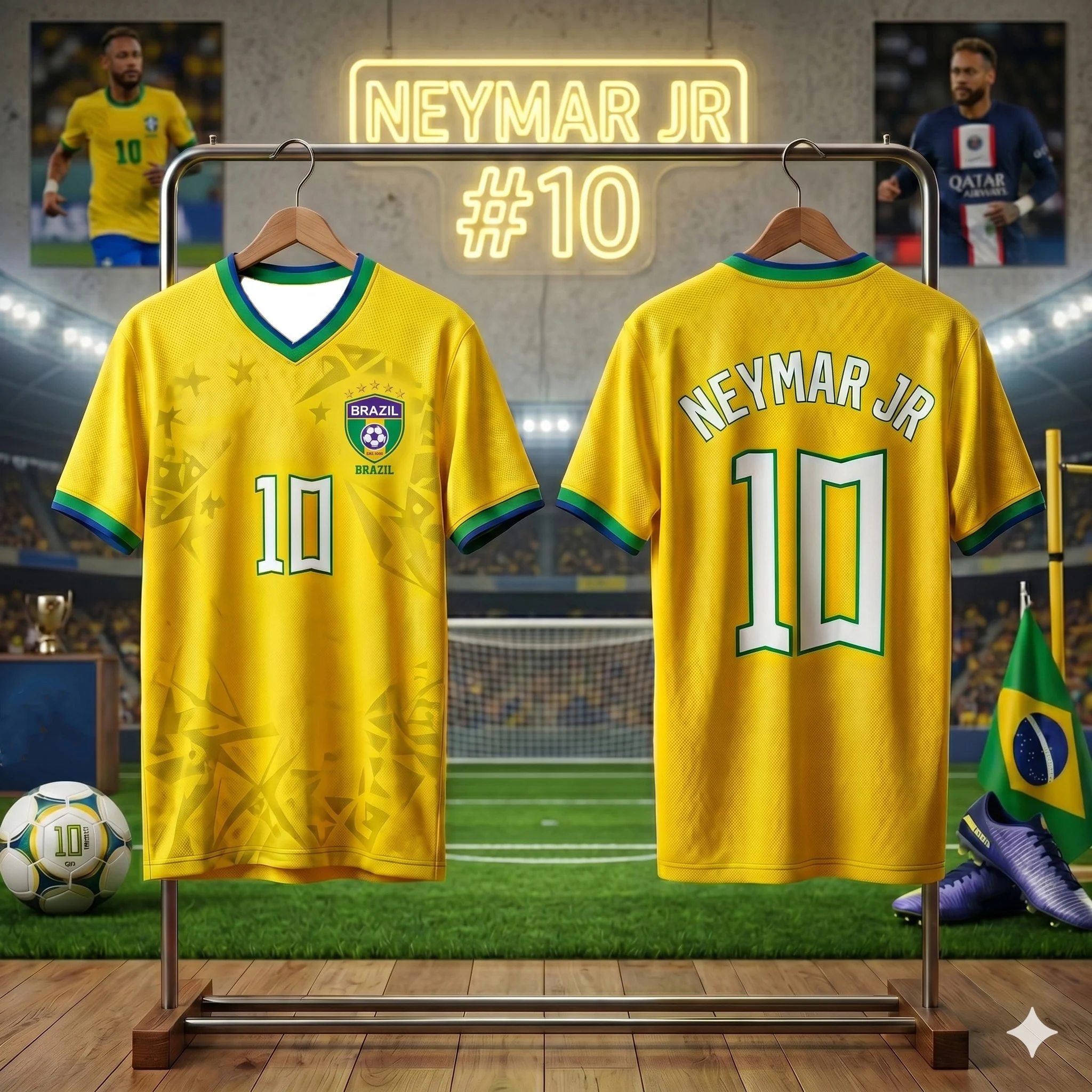 Kids Brazil Soccer T-Shirt Neymar JR #10 V-Neck Star Print Breathable Quick Dry Training Tee Fan Sport Top Men Women New
Kids Brazil Soccer T-Shirt Neymar JR #10 V-Neck Star Print Breathable Quick Dry Training Tee Fan Sport Top Men Women New