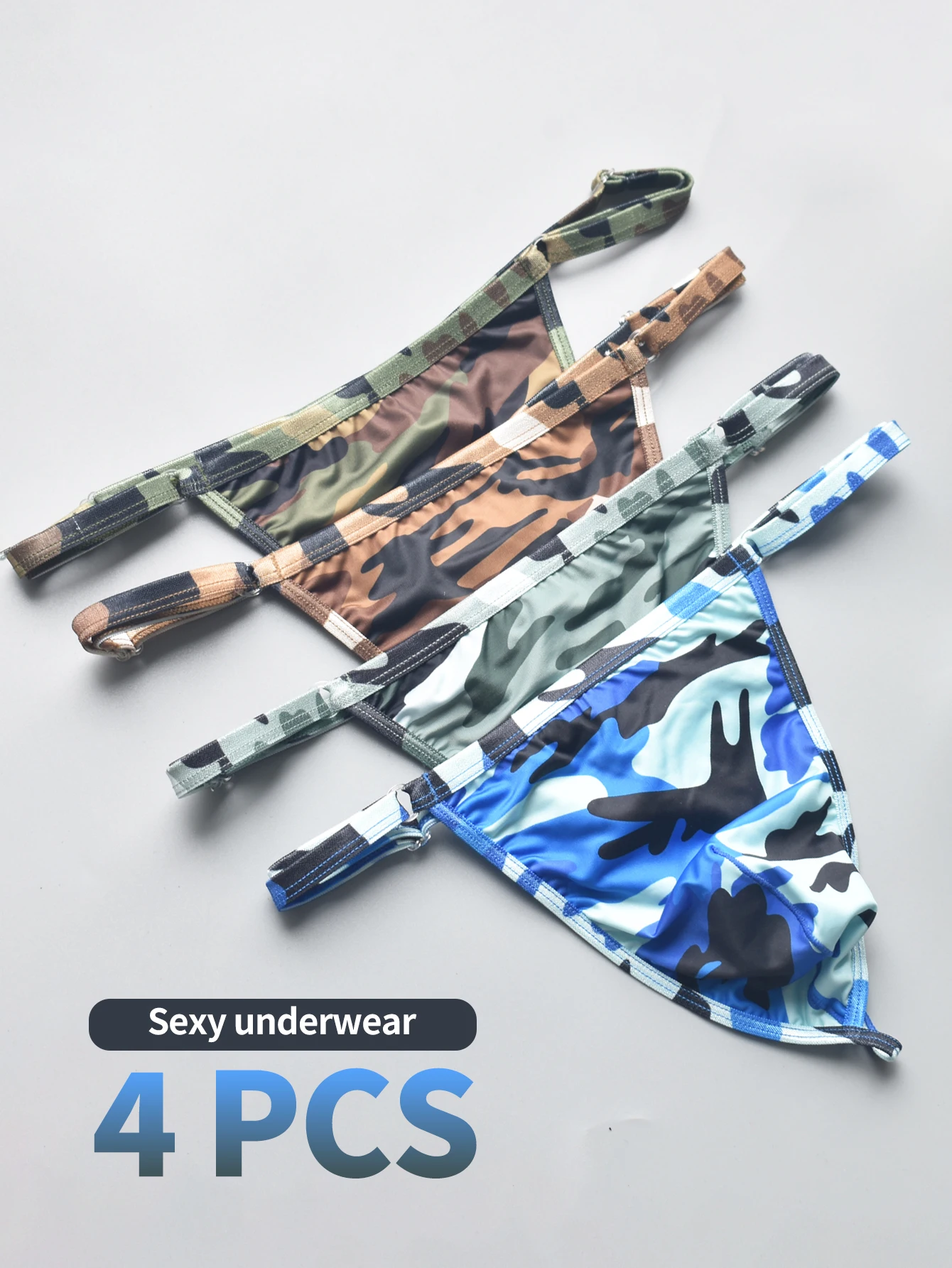 4pcs men's thong camouflage quick drying breathable adjustable size XS-XXL suitable for waist circumference 66-110cm fun T-pants
4pcs men's thong camouflage quick drying breathable adjustable size XS-XXL suitable for waist circumference 66-110cm fun T-pants