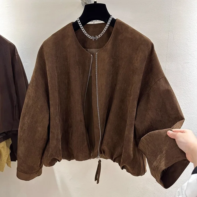 Vintage Suede Jacket for Women Spring Autumn Trench Coats O Neck Loose Solid Color Women Bomber Jacket Outerwears
Vintage Suede Jacket for Women Spring Autumn Trench Coats O Neck Loose Solid Color Women Bomber Jacket Outerwears