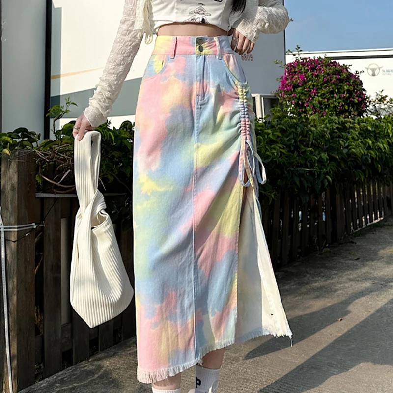 Macaron Colored Denim Skirt Medium Length Versatile Tassel Edge Tie Dye high Waisted Chinese Style Party New Arrivals Jeans
Macaron Colored Denim Skirt Medium Length Versatile Tassel Edge Tie Dye high Waisted Chinese Style Party New Arrivals Jeans