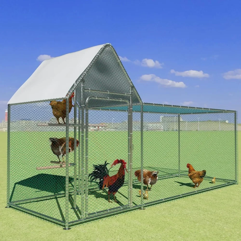 Large Metal Chicken Coop with Waterproof&Anti-UV Cover Galvanized Steel Spire Top Coops with Door for Outdoor Backyard Farm Use
Large Metal Chicken Coop with Waterproof&Anti-UV Cover Galvanized Steel Spire Top Coops with Door for Outdoor Backyard Farm Use