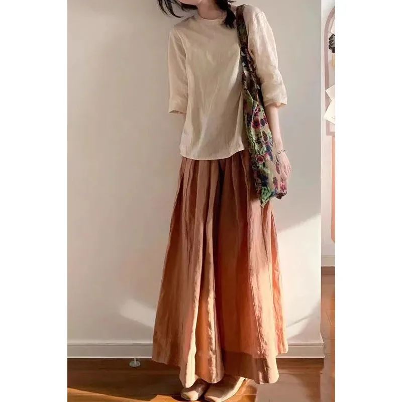 Women Linen 2-Piece Outfit 5/4 Sleeve Top Wide Leg Pants Set Casual Loose Summer Suit
Women Linen 2-Piece Outfit 5/4 Sleeve Top Wide Leg Pants Set Casual Loose Summer Suit