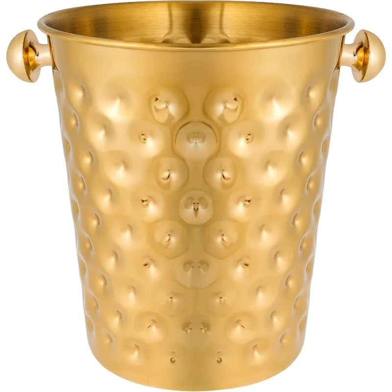 5-Quart Metal Golden Champagne Bucket, Hammered Mirror Finish Stainless Steel Ice Bucket for Party, Wedding, Banquet (Gold)
5-Quart Metal Golden Champagne Bucket, Hammered Mirror Finish Stainless Steel Ice Bucket for Party, Wedding, Banquet (Gold)