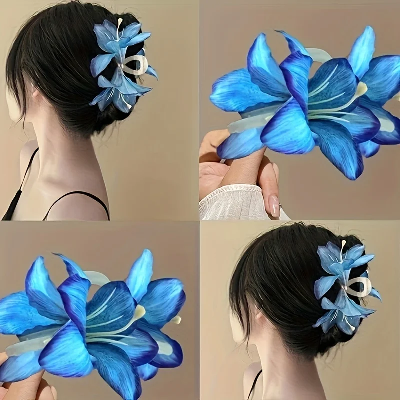 Simulation of enchanting purple lily flower clip hair accessories with feminine temperament, shark clip hairstyle, elegant and c
Simulation of enchanting purple lily flower clip hair accessories with feminine temperament, shark clip hairstyle, elegant and c