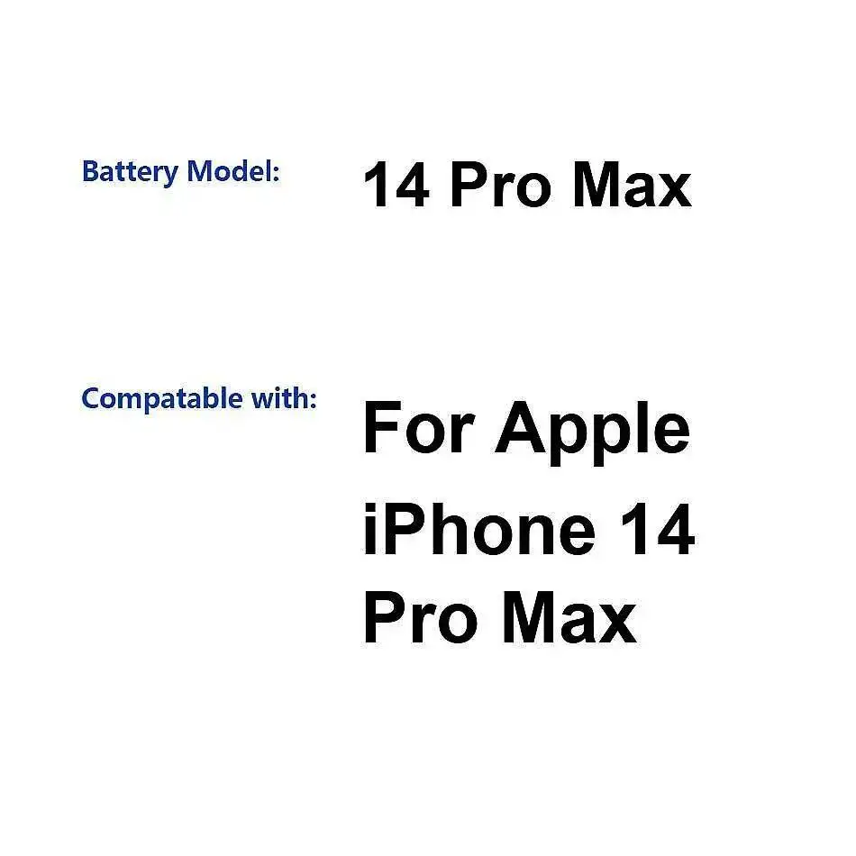 Безопасный аккумулятор 4330 мАч для мобильного телефона Apple Iphone 14 Pro Max 
Безопасный аккумулятор 4330 мАч для мобильного телефона Apple Iphone 14 Pro Max