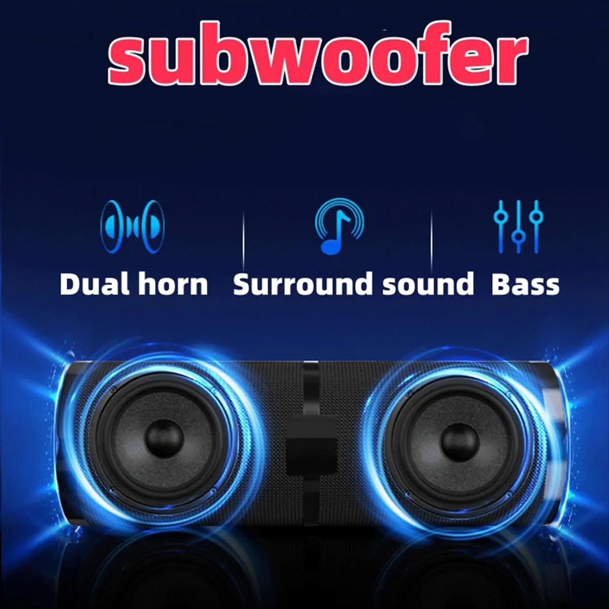 fine Wireless Bluetooth Speaker Portable Outdoor Waterproof Dual Horn Subwoofer Surround Sound System RGB Color Light Black
fine Wireless Bluetooth Speaker Portable Outdoor Waterproof Dual Horn Subwoofer Surround Sound System RGB Color Light Black