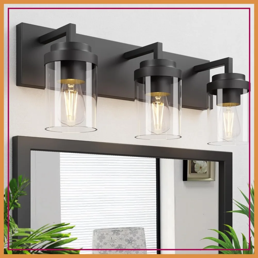 3-Light Matte Black Bathroom Vanity Light with Clear Glass Shade, 22in Modern Wall Sconce for Over Mirror, Living Room
3-Light Matte Black Bathroom Vanity Light with Clear Glass Shade, 22in Modern Wall Sconce for Over Mirror, Living Room