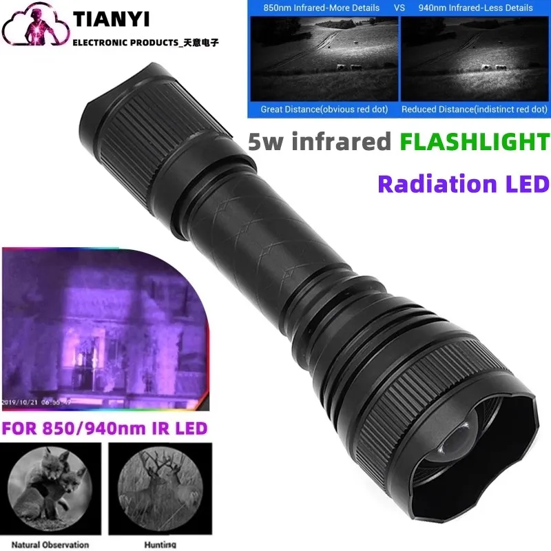 Infrared flashlight IR Night Vision light 5W850nm battery charge invisible to the human eye - for use with night vision devices
Infrared flashlight IR Night Vision light 5W850nm battery charge invisible to the human eye - for use with night vision devices