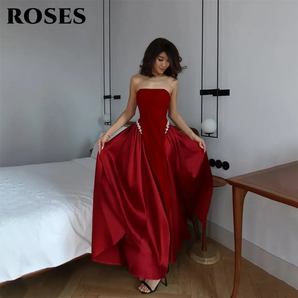 ROSES Red Party Dress Strapless Sleeveless فساتين السهرة A Line Night Dress with Crystal Celebrity Dress Customized
ROSES Red Party Dress Strapless Sleeveless فساتين السهرة A Line Night Dress with Crystal Celebrity Dress Customized