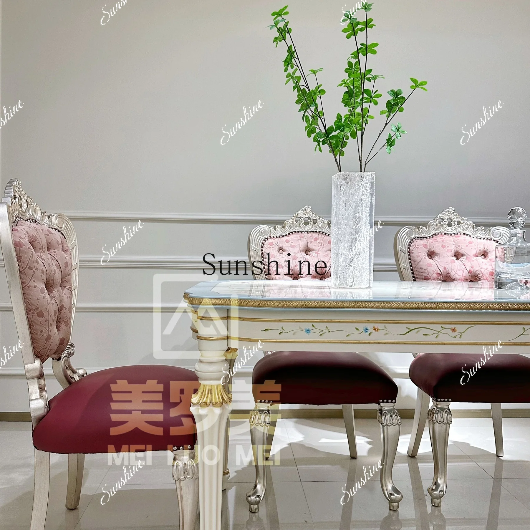 French solid wood dining table and chairs carved and painted luxury villa rectangular simple and modern FT
French solid wood dining table and chairs carved and painted luxury villa rectangular simple and modern FT