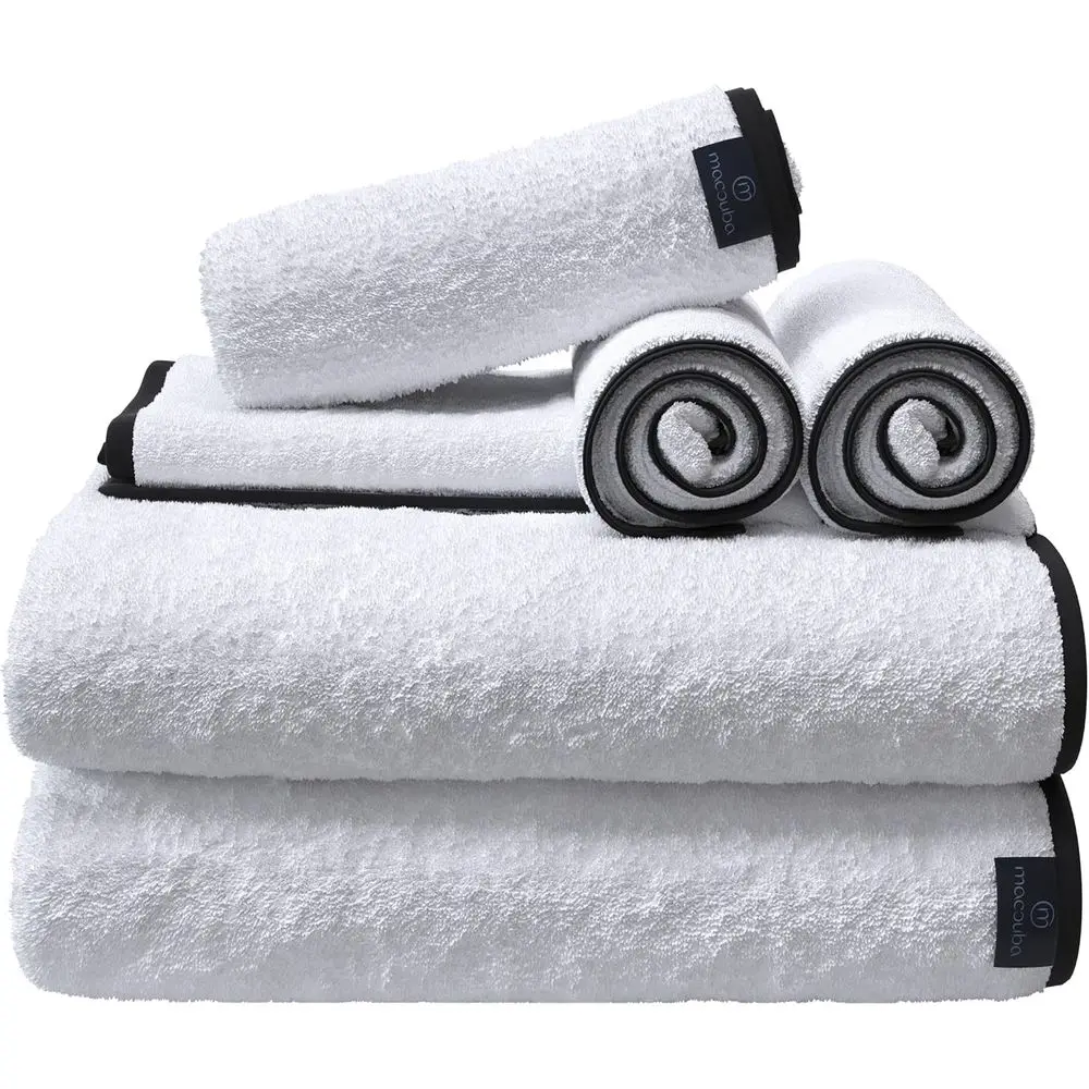 6-Piece White Bath Towel Set with Black Trim - 100% Cotton, 600 GSM, Soft and Absorbent
6-Piece White Bath Towel Set with Black Trim - 100% Cotton, 600 GSM, Soft and Absorbent