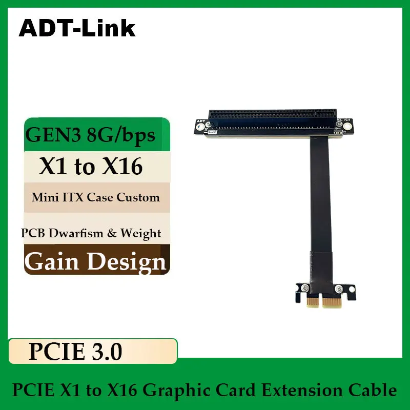 ADT-Link PCI Express 3.0 X1 to X16 Riser Adapter 1x to 16x Gen3 8Gbps Extension Cable Upgrade for GPU Computer Performance