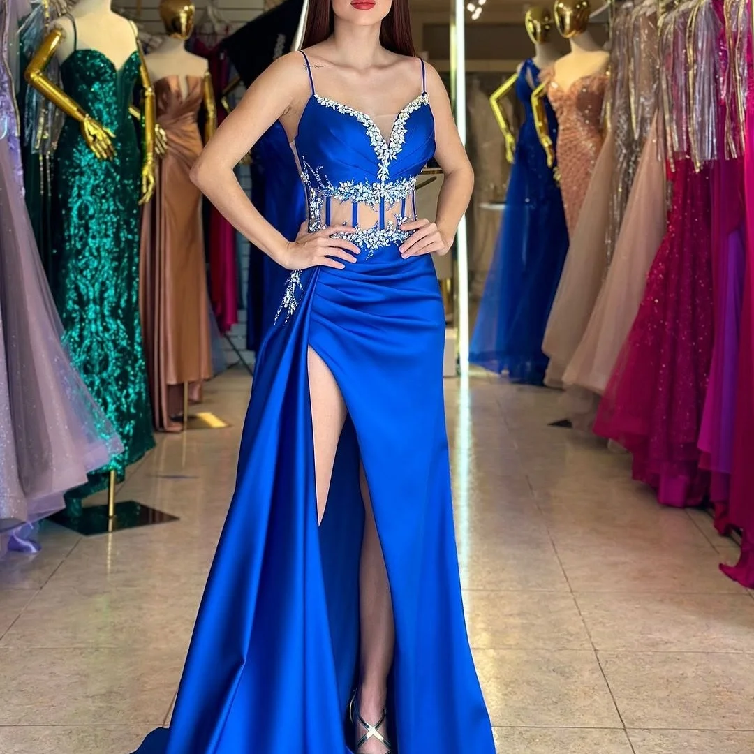 Customized Graceful Satin A-Line Spaghetti Straps Crystal Evening Dresses Sleeveless Strapless Panel Train Homecoming
Customized Graceful Satin A-Line Spaghetti Straps Crystal Evening Dresses Sleeveless Strapless Panel Train Homecoming