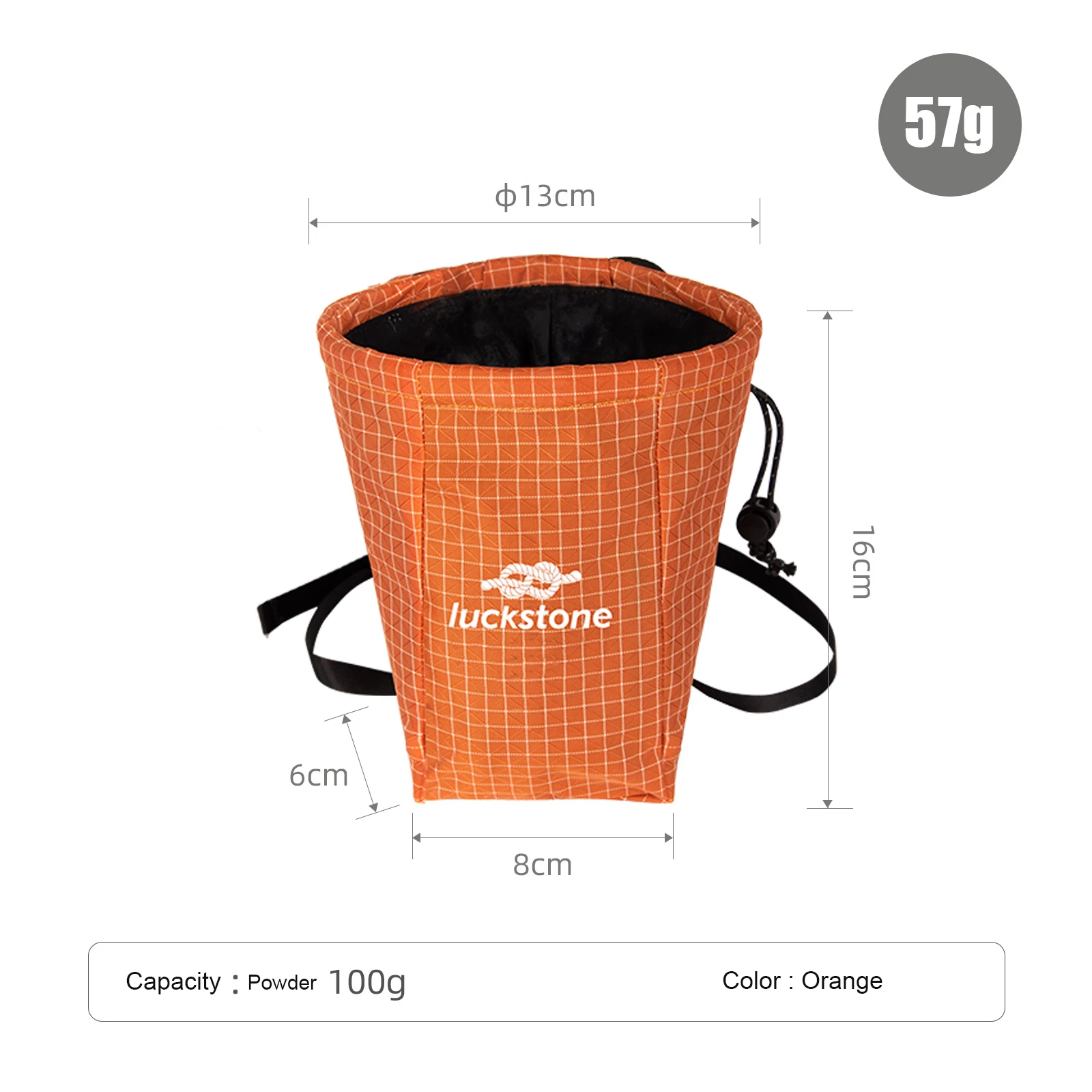 57g UHMWPE Wear-Resistant Chalk Bag With Rope Knot Non-Slip Magnesium Powder Pouch For Rock Climbing Mountaineering Gear 
57g UHMWPE Wear-Resistant Chalk Bag With Rope Knot Non-Slip Magnesium Powder Pouch For Rock Climbing Mountaineering Gear