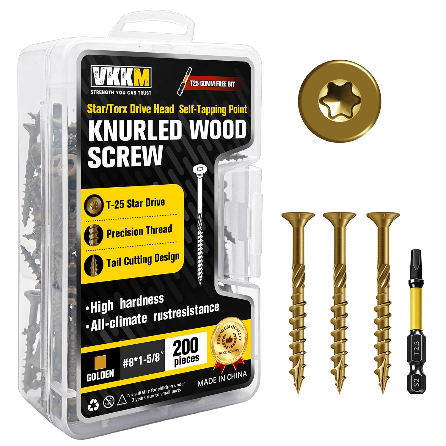VKKM 200Pcs #8 Torx Wood Screws Kit, Star Drive Self Tapping Outdoor Deck Screws, Heavy Duty All Weather Rust Resistant with Bit for Home DIY
VKKM 200Pcs #8 Torx Wood Screws Kit, Star Drive Self Tapping Outdoor Deck Screws, Heavy Duty All Weather Rust Resistant with Bit for Home DIY
