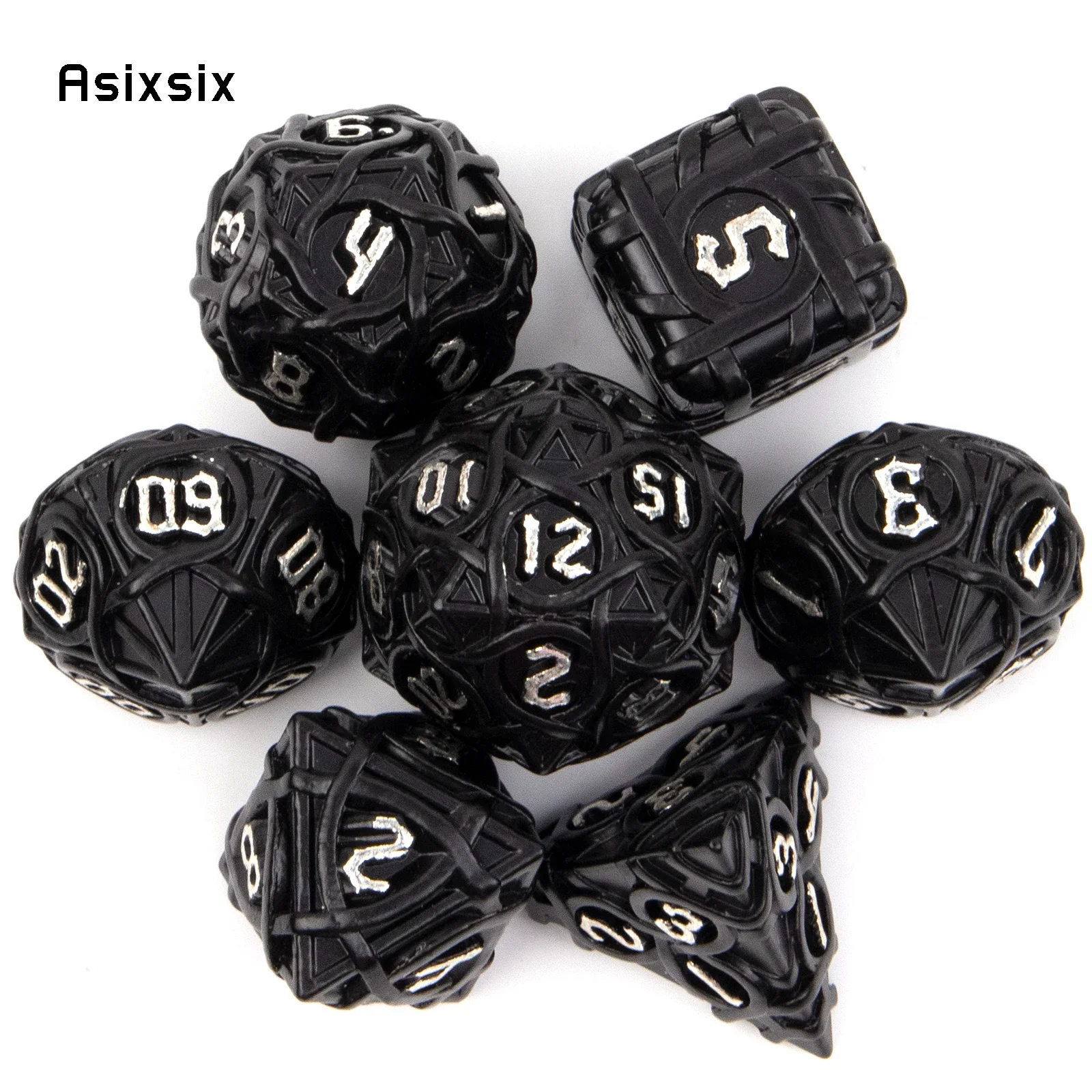 7 Pcs White Black Stripe Metal Dice Solid Metal Polyhedral Dice Set Suitable for Role-Playing RPG Board Game Card Game
7 Pcs White Black Stripe Metal Dice Solid Metal Polyhedral Dice Set Suitable for Role-Playing RPG Board Game Card Game