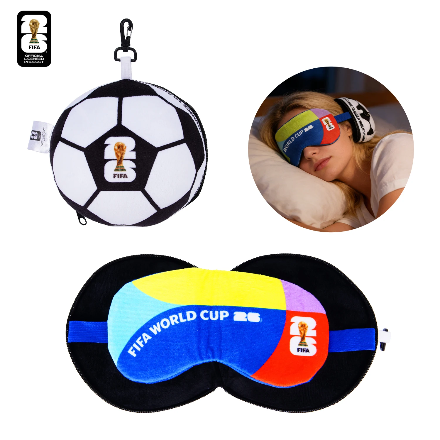FIFA World Cup 2026 Football-Shaped Portable Two-In-One Neck Pillow Eye Mask with Buttons, Multi-functional Sleep Eye Mask
FIFA World Cup 2026 Football-Shaped Portable Two-In-One Neck Pillow Eye Mask with Buttons, Multi-functional Sleep Eye Mask