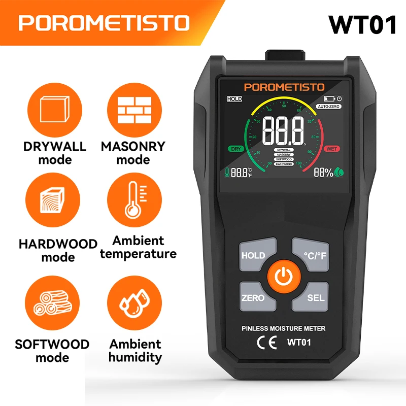 WT01 Pinless Digital Wood Moisture Meter Pinless Inductive Wood Moisture Detector Concrete Cement Brick Portable Moisture Meter
WT01 Pinless Digital Wood Moisture Meter Pinless Inductive Wood Moisture Detector Concrete Cement Brick Portable Moisture Meter